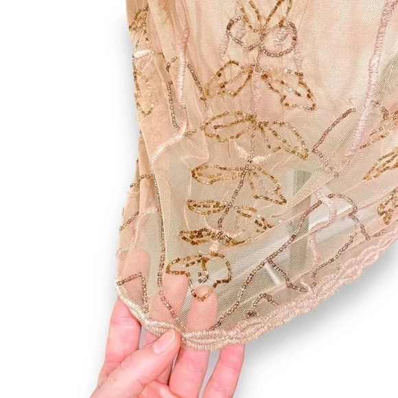 Free People Beaded Pink Embroidered High Neck Tank Top Camisole Size Small - Picture 4 of 8